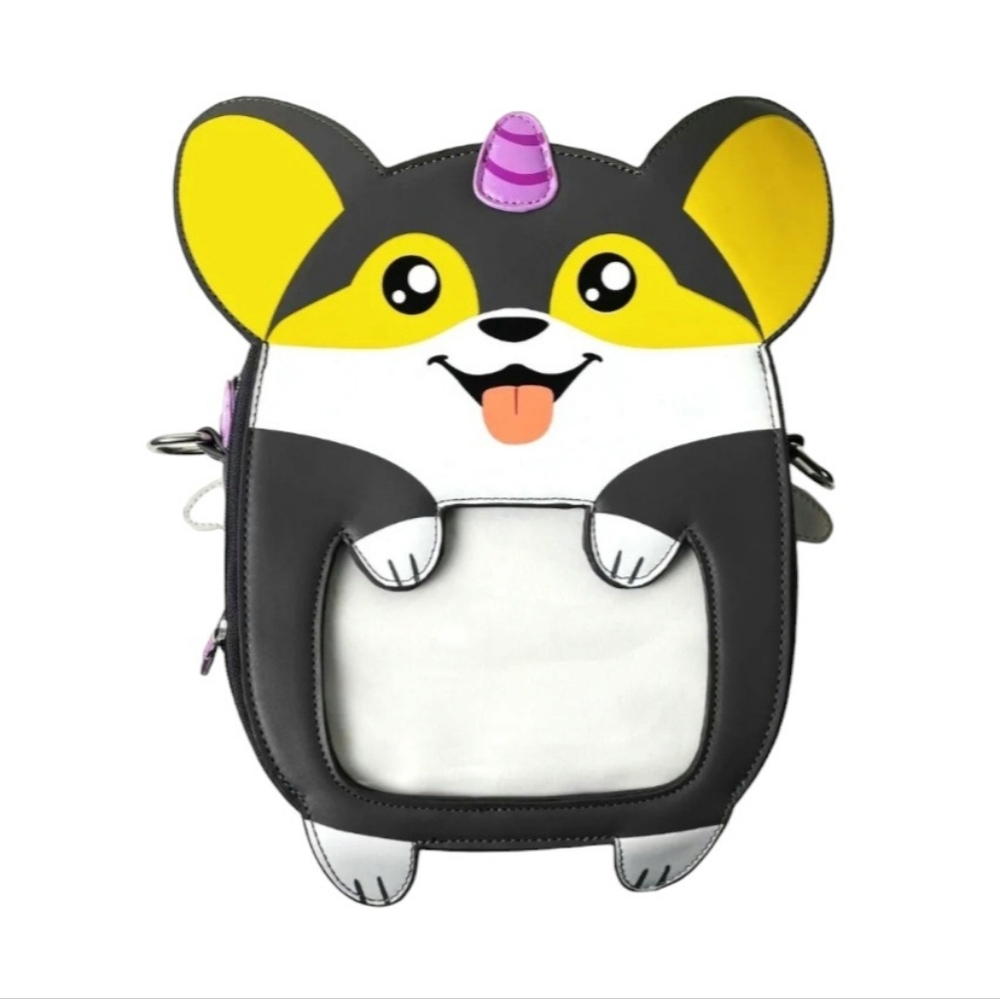 Unicorn Corgi Ita Bag Crossbody Backpack Pin Display Holder, Cute Dog Lover Gift